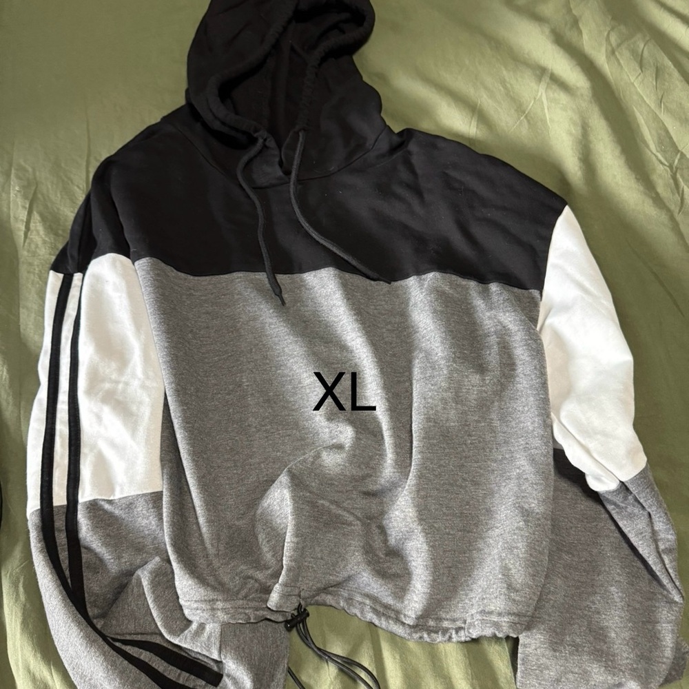 Amazon Colorblock Crop Hoodie - Black, Gray, White